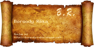 Borsody Réka névjegykártya